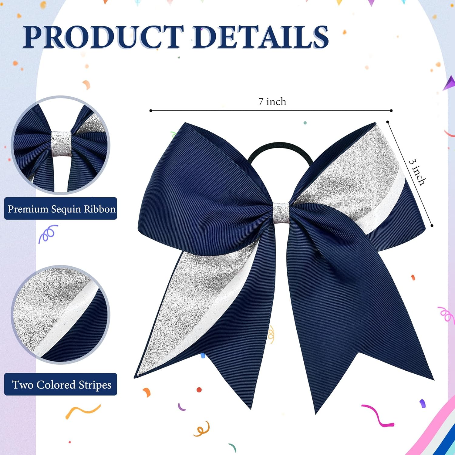 GLITTER CHEER BOW - NAVY